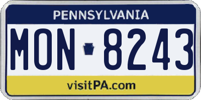 PA license plate MON8243