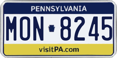 PA license plate MON8245