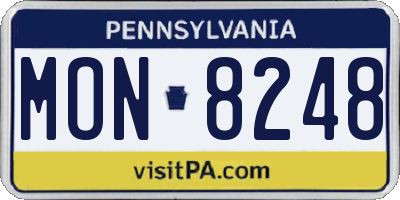 PA license plate MON8248
