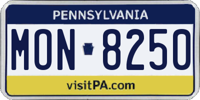 PA license plate MON8250