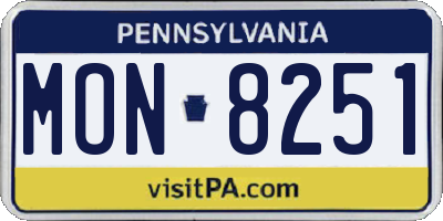 PA license plate MON8251