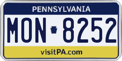PA license plate MON8252