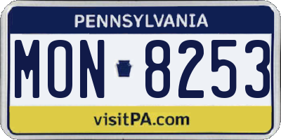 PA license plate MON8253
