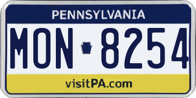 PA license plate MON8254