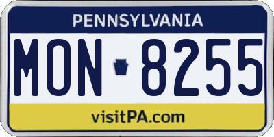 PA license plate MON8255
