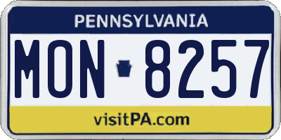 PA license plate MON8257