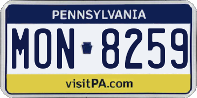 PA license plate MON8259