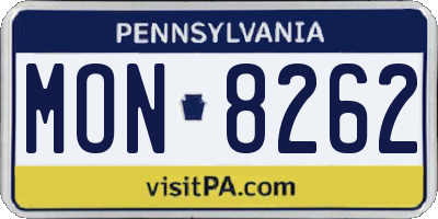 PA license plate MON8262
