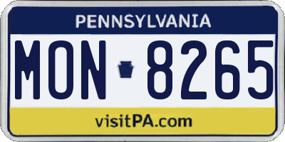 PA license plate MON8265