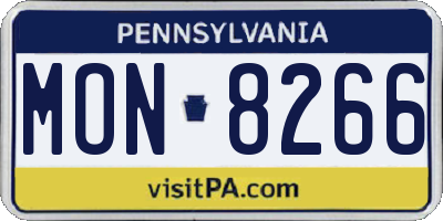 PA license plate MON8266