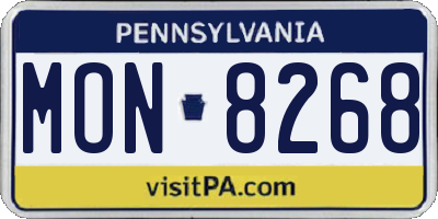 PA license plate MON8268