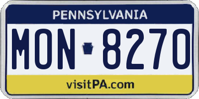 PA license plate MON8270