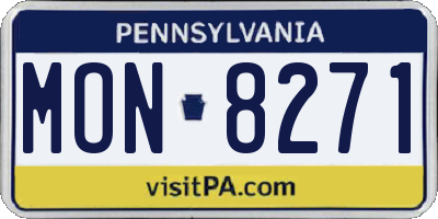 PA license plate MON8271
