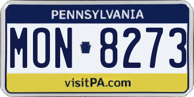 PA license plate MON8273