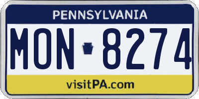 PA license plate MON8274