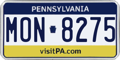 PA license plate MON8275