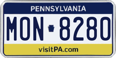 PA license plate MON8280