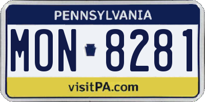 PA license plate MON8281