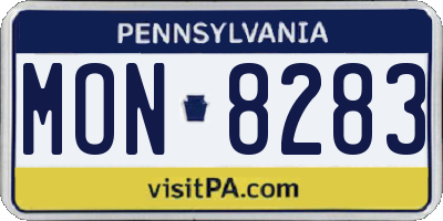 PA license plate MON8283