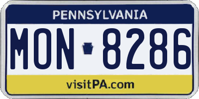 PA license plate MON8286