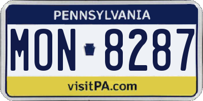 PA license plate MON8287