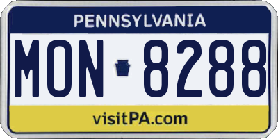 PA license plate MON8288