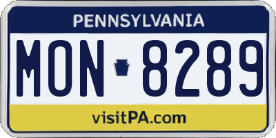 PA license plate MON8289