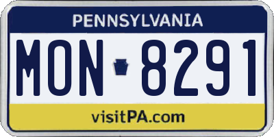 PA license plate MON8291