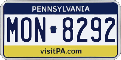 PA license plate MON8292