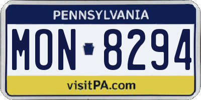 PA license plate MON8294