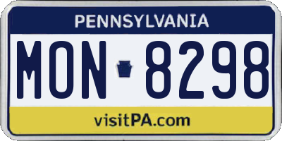 PA license plate MON8298