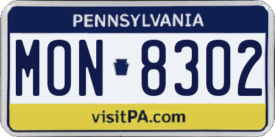 PA license plate MON8302