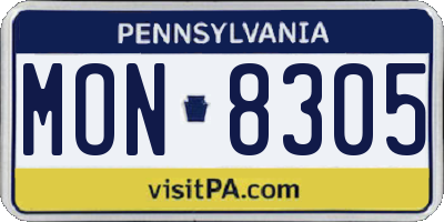 PA license plate MON8305