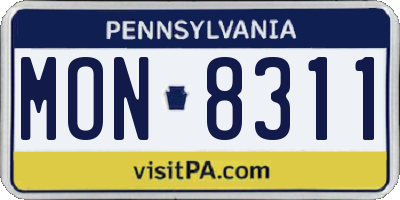 PA license plate MON8311