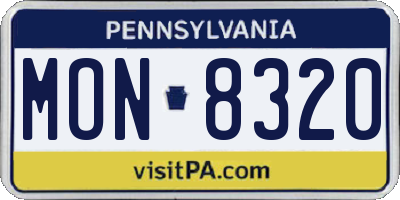PA license plate MON8320