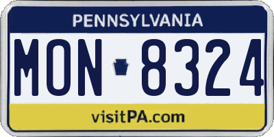 PA license plate MON8324
