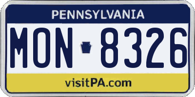 PA license plate MON8326