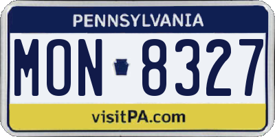 PA license plate MON8327