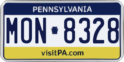 PA license plate MON8328