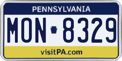 PA license plate MON8329