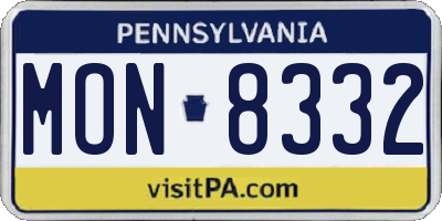 PA license plate MON8332