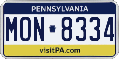 PA license plate MON8334
