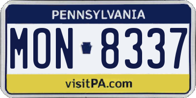PA license plate MON8337