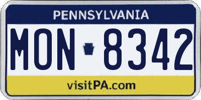 PA license plate MON8342