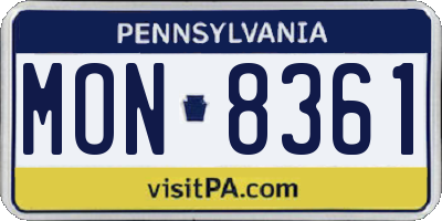 PA license plate MON8361
