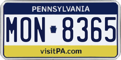 PA license plate MON8365