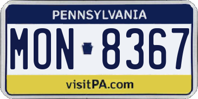 PA license plate MON8367
