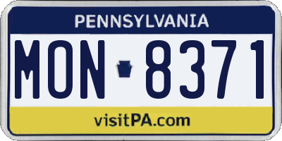 PA license plate MON8371