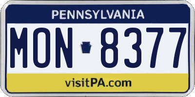 PA license plate MON8377