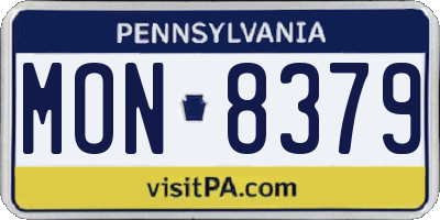 PA license plate MON8379
